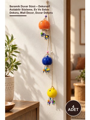 Yenilig 4 Adet Seramik Duvar Süsü – Dekoratif Asılabilir Süsleme, Ev ve Salon Dekoru, Wall Decor, Duvar Dekoru