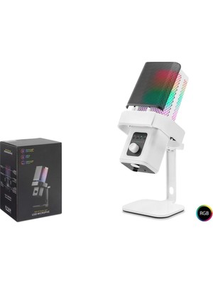 Hadron M6W Gaming Rgb Masaüstü Mikrofon Type-C 192KHZ 24BIT Beyaz