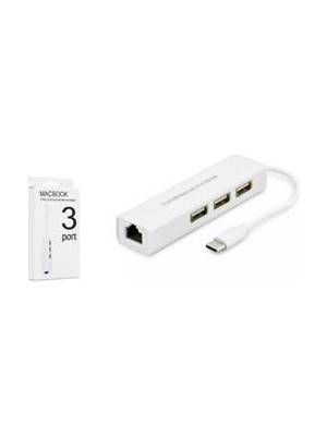 HCS Hadron HDX7007 Type-C Hub Combo 3-Usb + Lan Beyaz