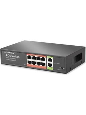 Hadron HDX1441 Aı Poe Switch 8 Port 2 Uplink 65W Siyah