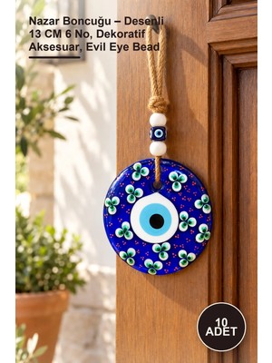 Yenilig 10 Adet Nazar Boncuğu – Desenli 13 cm 6 No, Dekoratif Aksesuar, Evil Eye Bead