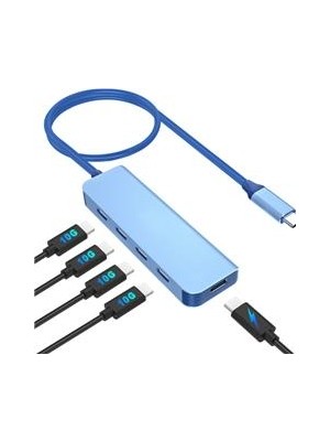 Vcom CUE11S Type-C To 4-Usb-C (10GBPS)+PD 3.0 100W Mavi Çoklayıcı