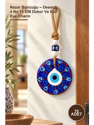 Yenilig 10 Adet Nazar Boncuğu – Desenli 4 No 11 cm Dekor ve Evil Eye Charm