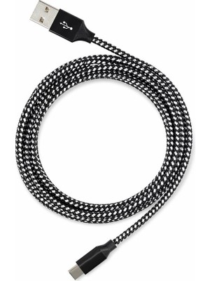 Vcom CU250 Type-C To USB 3m 15W (5V-3A) Örgülü Şarj Kablosu