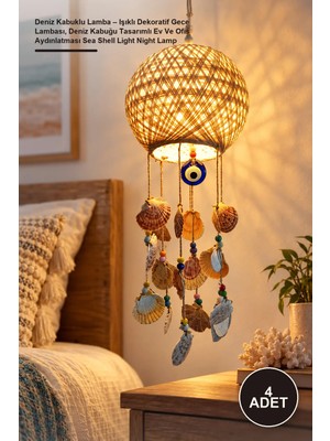 Yenilig 4 Adet Deniz Kabuklu Lamba – Işıklı Dekoratif Gece Lambası, Deniz Kabuğu Tasarımlı Ev ve Ofis Aydınlatması Sea Shell Light Night Lamp