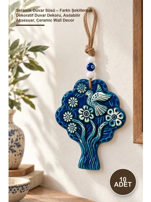 Yenilig 10 Adet Seramik Duvar Süsü – Farklı Şekillerde Dekoratif Duvar Dekoru, Asılabilir Aksesuar, Ceramic Wall Decor