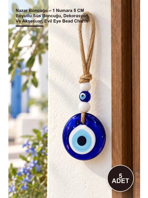 Yenilig 5 Adet Nazar Boncuğu – 1 Numara 5 cm Boyutlu Süs Boncuğu, Dekorasyon ve Aksesuar, Evil Eye Bead Charm