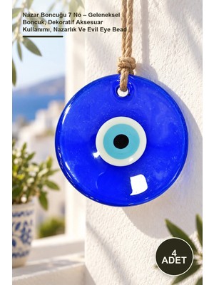 Yenilig 4 Adet Nazar Boncuğu 7 No – Geleneksel Boncuk, Dekoratif Aksesuar Kullanımı, Nazarlık ve Evil Eye Bead