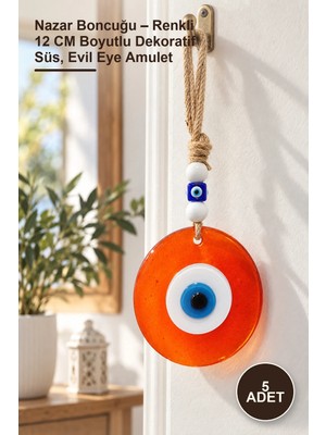 Yenilig 5 Adet Nazar Boncuğu – Renkli 12 cm Boyutlu Dekoratif Süs, Evil Eye Amulet