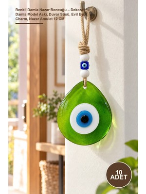 Yenilig 10 Adet Renkli Damla Nazar Boncuğu – Dekoratif Damla Model Askı, Duvar Süsü, Evil Eye Charm, Nazar Amulet 12 cm