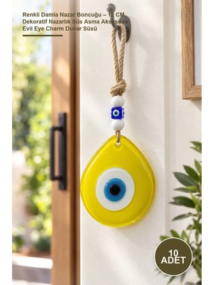 Yenilig 10 Adet Renkli Damla Nazar Boncuğu – 12 cm Dekoratif Nazarlık Süs Asma Aksesuarı Evil Eye Charm Duvar Süsü