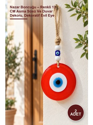 Yenilig 2 Adet Nazar Boncuğu – Renkli 12 cm Asma Süsü ve Duvar Dekoru, Dekoratif Evil Eye