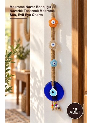 Yenilig 10 Adet Makrome Nazar Boncuğu – Nazarlık Tasarımlı Makrome Süs, Evil Eye Charm