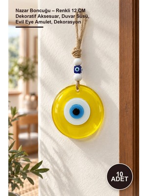 Yenilig 10 Adet Nazar Boncuğu – Renkli 12 cm Dekoratif Aksesuar, Duvar Süsü, Evil Eye Amulet, Dekorasyon