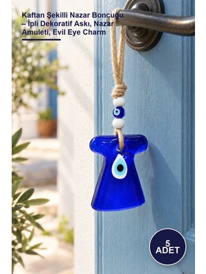 Yenilig 5 Adet Kaftan Şekilli Nazar Boncuğu – Ipli Dekoratif Askı, Nazar Amuleti, Evil Eye Charm