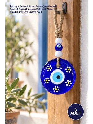 Yenilig 3 Adet Papatya Desenli Nazar Boncuğu – Desenli Boncuk Takı Aksesuarı Dekoratif Nazar Amuleti Evil Eye Charm No 3