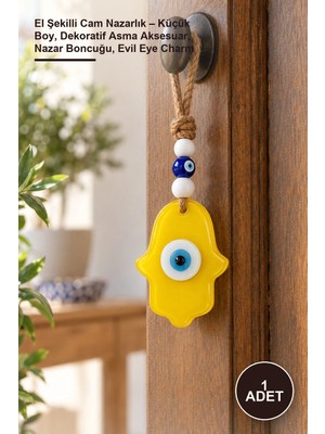 Yenilig 1 Adet El Şekilli Cam Nazarlık – Küçük Boy, Dekoratif Asma Aksesuar, Nazar Boncuğu, Evil Eye Charm