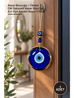 Yenilig 1 Adet Nazar Boncuğu – Yaldızlı 11 cm Dekoratif Nazar Süsü ve Evil Eye Amulet Nazar Charm