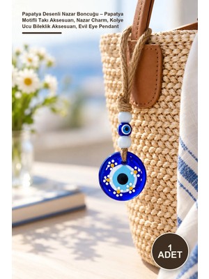 Yenilig 1 Adet Papatya Desenli Nazar Boncuğu – Papatya Motifli Takı Aksesuarı, Nazar Charm, Kolye Ucu Bileklik Aksesuarı, Evil Eye Pendant