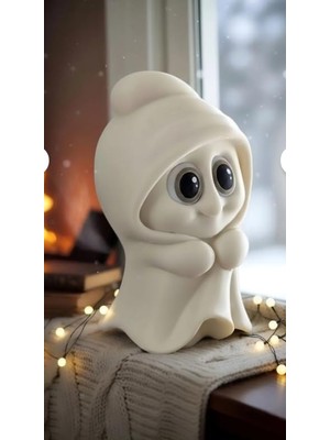 Vera Concept Store Housetrend Şirin Hayalet Figür, Modern Dekoratif Biblo, 3D Baskı, Plastik, Beyaz Ev ve Ofis Masa Üstü Süs Eşyası Sevgililer Günü Hediye