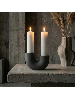 Vera Concept Store Pipe Şamdan | Endüstriyel Modern Gri Tasarım Dekoratif Mumluk | Salon & Masa Üstü Aksesuar