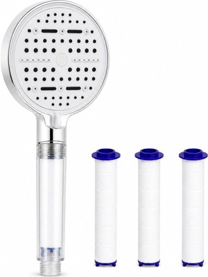 Vera Concept Store Sogud Duş Başlığı Seti Beyaz - Filtreli Arıtmalı El Duşu - 6 Fonksiyonlu Yüksek Basınçlı Model - 3 Yedek Filtre Kartuşlu Kireç Önleyici Su Tasarruflu