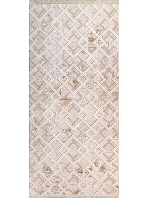Vera Concept Store Daylesford Bej Modern Pamuk Modern Geometrik Etnik Desenli Boho Makinada Yıkanabilir Hav Toz Vermez Leke Tutmaz Kaymaz Taban Dijital Makine Baskı Halı
