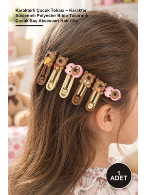 Yenilig 1 Adet Karakterli Çocuk Tokası – Karakter Süslemeli Polyester Biblo Tasarımlı Çocuk Saç Aksesuarı Hair Clip