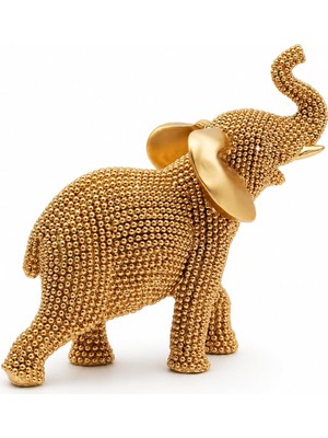 Vera Concept Store Altın Renkli Nokta Boncuklu Fil Heykeli, Reçine Masa Dekorasyon Figürü, Art Deco Stil, Oturma Odası ve Ofis Için Dekoratif Aksesuar
