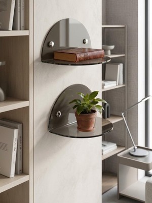 Vera Concept Store Oval Duvar Raf (2 Adet) (Füme)