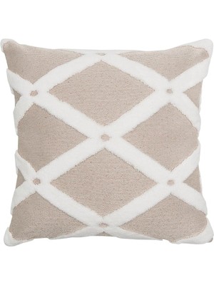 Vera Concept Store Bohem Özel Tasarım Punch Panç Desen Kare Dekoratif Kırlent Kılıfı 50X50 cm Bella Bej