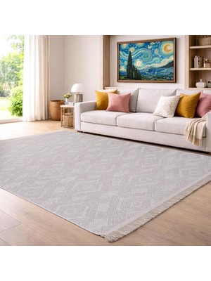 Vera Concept Store Yonca Dokuma Halı | Makinede Yıkanabilir | Modern Halı | Bej | 100 x 80 cm | YNC02