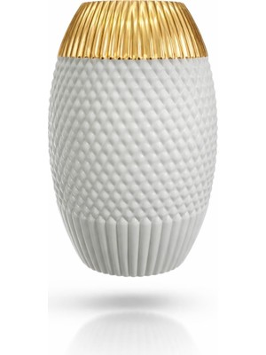 Vera Concept Store Lüks Dekoratif Cam Vazo, Mat Hafif Yeşil ve Altın Rengi, Dokulu Tasarım, 24 cm Yükseklik, Modern Tarz