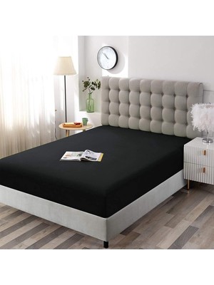 Vera Concept Store Siyah RENKLI%100 Pamuklu Penye Kumaşından Tek/çift Kişilik Lastikli Çarşaf (4 Farklı Ebat), 160 x 200