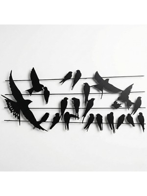 Vera Concept Store Metal Duvar Sanatı Metal Kuş Sürüleri Duvar Sanatı 3D Duvar Silueti Metal Duvar Dekoru Ev Dekorasyonu Oturma Odası Dekoru Metal Tabela Duvar Askıları