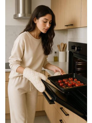 Vera Concept Store Isı Geçirmez Pamuk Karışımlı Fırın Eldiveni ve Fırın Tutacağı