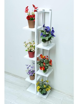 Vera Concept Store Metal Gövdeli Ahşap 6 Raflı Saksılık