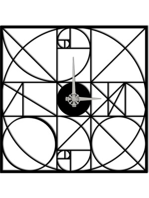 Vera Concept Store Modern Altın Oran Duvar Saati Kare - Çağdaş Ev, Ofis ve Çalışma Dekoru Için Sessiz Tik Takmayan Geometrik Metal Sanat - Siyah (35,4 x 35,4 Inç)