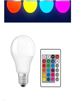 Vera Concept Store Renk Değiştiren LED Ampul Dimmerli 9W Rgb Uzaktan Kumandalı Renkli Ampul, Kumandalı Ampul
