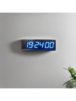 Vera Concept Store Saniyeli Dijital LED Duvar ve Masa Saat ve Derece - Turkuaz (Kasa Ölçüsü: 12X35 Cm)