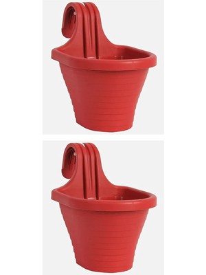 Vera Concept Store Tom1 Askılı Balkon Saksı 20 Cm, 3 Litre 2 Adet Kırmızı