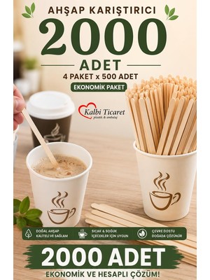 Vera Concept Store Kalbi Ticaret Ahşap Karıştırıcı 2000 Adet Çay Kahve Karıştırma Çubuğu Tahta Karıştırıcı Tahta Kaşık