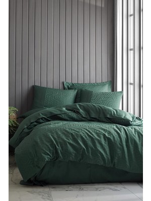 Vera Concept Store Cotton Box Jakarlı Saten Nevresim Takımı Çift Kişilik - Hexa Yeşil