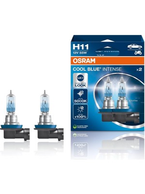 Vera Concept Store Osram Cool Blue Yoğun H11, +%100 Daha Fazla Parlaklık, 5.000K'YA Kadar, Halojen Far Lambası, LED Görünümlü, Ikili Kutu (2 Lamba), 64211CBN-HCB