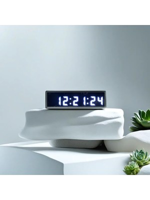 Vera Concept Store Saniyeli Dijital LED Duvar ve Masa Saat ve Derece - Beyaz (Kasa Ölçüsü: 7X26 Cm)