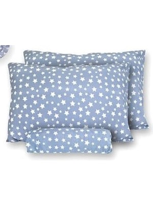Vera Concept Store Mer-Tim Pamuklu Ranforce Çift Kişilik Lastiksiz Çarşaf ve Yastık Kılıfı 240X260-MAVI Yıldız Desenli (Mavi / 240 x 260)