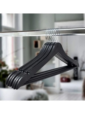 Vera Concept Store Askıcı Ahşap Görünümlü Askı Elbise Askısı Siyah 6 ADETAA-4563896347852