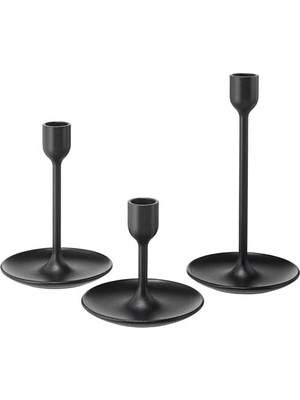 Vera Concept Store Siyah Şamdan 3 Adet Siyah Renk Mumluk Dekorasyon Şamdan