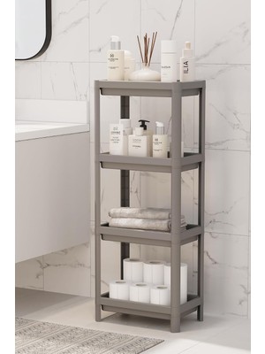 Vera Concept Store Mithra Life 4 Katlı Hazneli Plastik Gri Banyo Mutfak Balkon Düzenleyici Rafı MIT1193