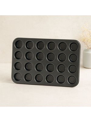 Royaleks Muffin Kek Kalıbı 24 Bölmeli Siyah Metal